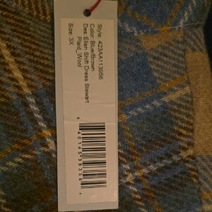 Frances Valentine Blue and Brown Plaid Wool Dress